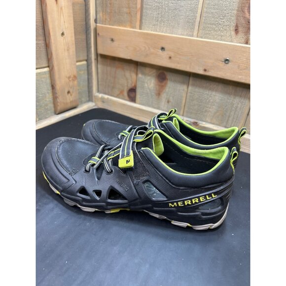 Merrell Hydro Sandals Big Boys Size 6 Black & Neon Green Durable Hook & Loop Out - Picture 6 of 9